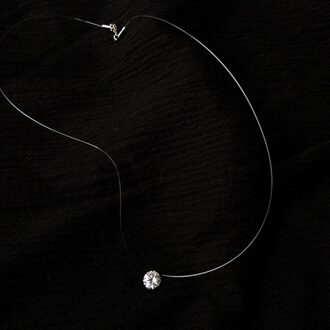 Vrouwen Elegante Sieraden Verjaardag Dazzling Zirkoon Eenvoudige Transparante Vislijn Accessoires Hanger Ketting 6mm