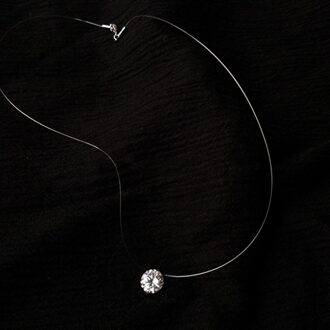 Vrouwen Elegante Sieraden Verjaardag Dazzling Zirkoon Eenvoudige Transparante Vislijn Accessoires Hanger Ketting 8mm