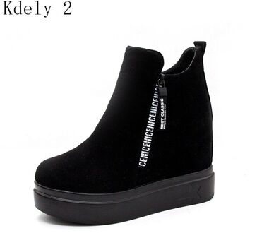 Vrouwen Enkellaarsjes Platforms Schoenen Vrouw Hoge Hakken Binnen Hoogte Toenemende Faux Suede Laarzen Sleehak Laarzen 35-39