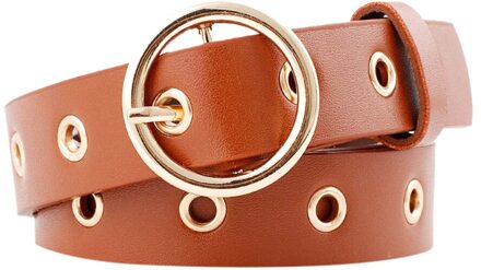 Vrouwen Faux Lederen Riemen Hollow Candy Kleur Dunne Verstelbare Riem Casual Alloy Pin Gesp Vrouwen Cowboy Broek Tailleband bruin