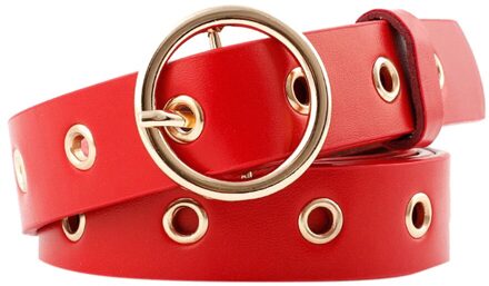 Vrouwen Faux Lederen Riemen Hollow Candy Kleur Dunne Verstelbare Riem Casual Alloy Pin Gesp Vrouwen Cowboy Broek Tailleband rood