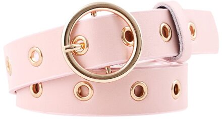 Vrouwen Faux Lederen Riemen Hollow Candy Kleur Dunne Verstelbare Riem Casual Alloy Pin Gesp Vrouwen Cowboy Broek Tailleband roze