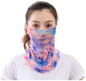 Vrouwen Fietsen Gezichtsmasker Zomer Zijden Sjaal Zon Bescherming Gedrukt Bandana Ademend Stofdicht Outdoor Wandelen Hals Sjaal