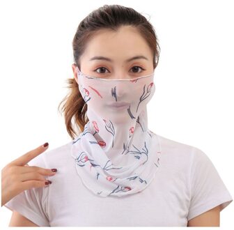 Vrouwen Fietsen Gezichtsmasker Zomer Zijden Sjaal Zon Bescherming Gedrukt Bandana Ademend Stofdicht Outdoor Wandelen Hals Sjaal