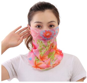 Vrouwen Fietsen Gezichtsmasker Zomer Zijden Sjaal Zon Bescherming Gedrukt Bandana Ademend Stofdicht Outdoor Wandelen Hals Sjaal