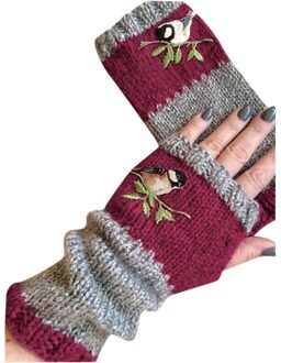 Vrouwen Fietsen Handschoenen Winter Outdoor Warm Houden Handschoenen Gebreide Handschoenen Warm Plus Fluwelen Dikker Embroidere Outdoor Handschoen