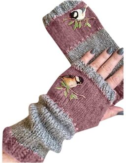 Vrouwen Fietsen Handschoenen Winter Outdoor Warm Houden Handschoenen Gebreide Handschoenen Warm Plus Fluwelen Dikker Embroidere Outdoor Handschoen