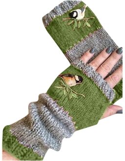 Vrouwen Fietsen Handschoenen Winter Outdoor Warm Houden Handschoenen Gebreide Handschoenen Warm Plus Fluwelen Dikker Embroidere Outdoor Handschoen