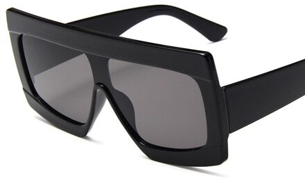 Vrouwen Flat Top Zonnebril voor Vrouwelijke Oversize Plein Shades Gradient Zonnebril Mannen Cool C6 zwart grijs