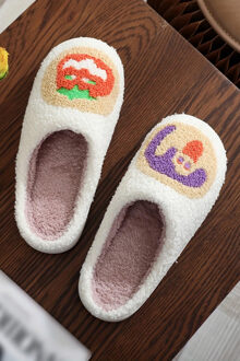 Vrouwen Fruit Borduur Slippers Wit