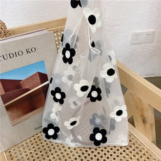 Vrouwen Geborduurde Light Clear Organza Jelly Tote Messenger Schoudertassen Vrouwelijke Eco Fruit Bag Purse Voor Meisjes