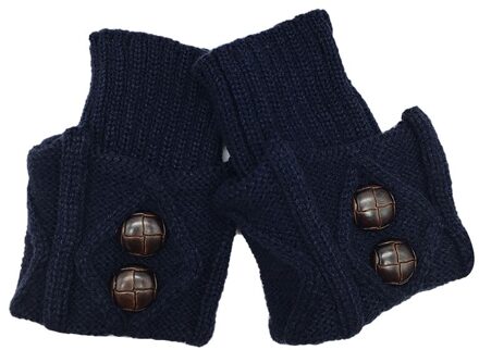 Vrouwen Gebreide Been Warmer Korte Laars Manchetten Knoppen Haak Boot Sokken Gebreide Slobkousen Beenwarmers Voor Herfst/Winter donker blauw