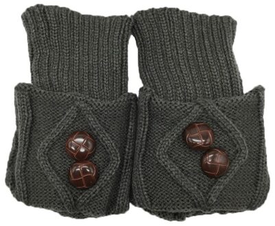 Vrouwen Gebreide Been Warmer Korte Laars Manchetten Knoppen Haak Boot Sokken Gebreide Slobkousen Beenwarmers Voor Herfst/Winter Donkergrijs