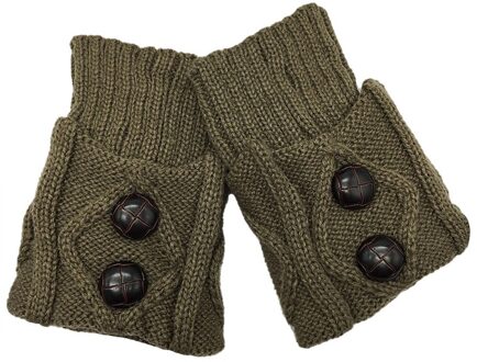 Vrouwen Gebreide Been Warmer Korte Laars Manchetten Knoppen Haak Boot Sokken Gebreide Slobkousen Beenwarmers Voor Herfst/Winter khaki