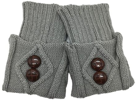 Vrouwen Gebreide Been Warmer Korte Laars Manchetten Knoppen Haak Boot Sokken Gebreide Slobkousen Beenwarmers Voor Herfst/Winter licht grijs