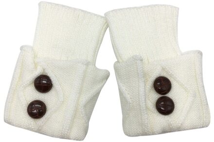 Vrouwen Gebreide Been Warmer Korte Laars Manchetten Knoppen Haak Boot Sokken Gebreide Slobkousen Beenwarmers Voor Herfst/Winter wit