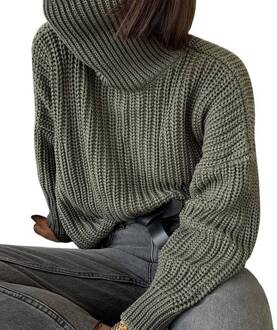 Vrouwen Gebreide Coltrui Lange Oversized Truien Vrouwen Solid Kasjmier Truien Herfst Winter Koreaanse Knit Tops groen