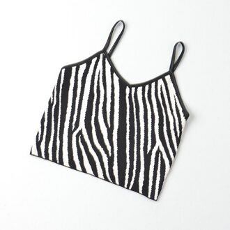 Vrouwen Gebreide Zebra Strepen Crop Tops Vrouwelijke Spaghetti Night Club Tank Tops Sexy Streetwear Crop Y2k Tops zwart