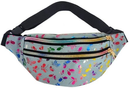 Vrouwen Gedrukt Heuptas Fanny Pack Pouch Sport Riem Hip Borst Crossbody Shoulder Purse blauw