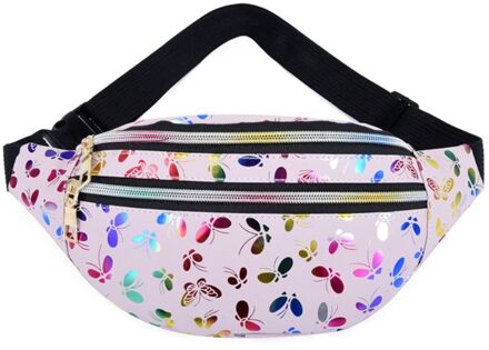 Vrouwen Gedrukt Heuptas Fanny Pack Pouch Sport Riem Hip Borst Crossbody Shoulder Purse roze