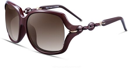 Vrouwen Gepolariseerde Zonnebril Ronde Frame Rijden Bril Vintage Klassieke Mode Bruin