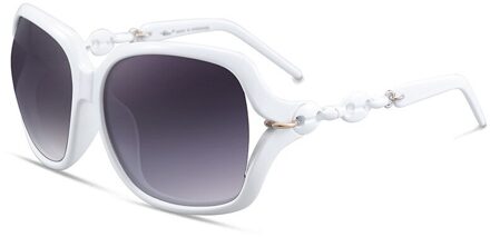Vrouwen Gepolariseerde Zonnebril Ronde Frame Rijden Bril Vintage Klassieke Mode wit