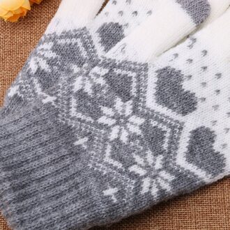 Vrouwen Girl Winter Warm Touch Screen Handschoenen Wol Stretch Snowflake Mittens