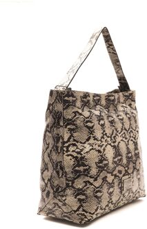 Vrouwen Grijs Leren Schoudertas Zwart