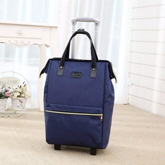 Vrouwen Grote Reizen Capaciteit Schouder Draagtas Spinner Multifunctionele Rolling Bagage Zachte Oxford Lichtgewicht Trolley Tas XA588F diep blauw