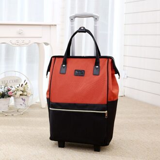 Vrouwen Grote Reizen Capaciteit Schouder Draagtas Spinner Multifunctionele Rolling Bagage Zachte Oxford Lichtgewicht Trolley Tas XA588F oranje