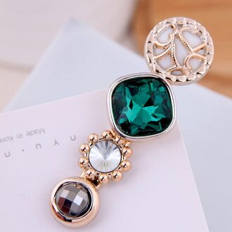Vrouwen Haar Clip Sieraden Koreaanse Crystal Ronde Geometrische Gold Barrette Hoofd Accesorios Mujer Tiara Party groen