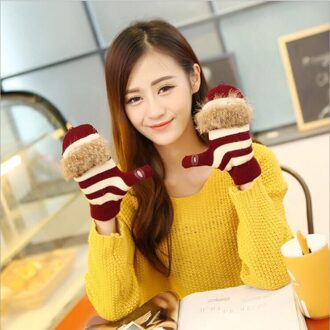 Vrouwen Handschoenen Stijlvolle Handwarmer Winter Handschoenen Vrouwen Arm Gehaakte Breien Faux Wol Mitten Warm Vingerloze Handschoenen, Gants Femme Rood
