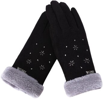 Vrouwen Handschoenen Winter Touchscreen Vrouwelijke Suede Furry Warm Volledige Vinger Handschoenen Lady Winter Outdoor Sport Rijden Vrouwen Handschoenen zwart