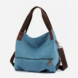 Vrouwen Handtas Canvas Vrouwelijke Schoudertassen Vrouwen Messenger Bags Dames Casual Tassen Clutch Purse Crossbody Purse Blauw