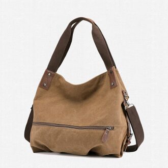 Vrouwen Handtas Canvas Vrouwelijke Schoudertassen Vrouwen Messenger Bags Dames Casual Tassen Clutch Purse Crossbody Purse koffie