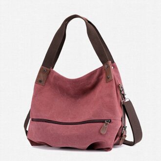 Vrouwen Handtas Canvas Vrouwelijke Schoudertassen Vrouwen Messenger Bags Dames Casual Tassen Clutch Purse Crossbody Purse Paars