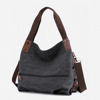 Vrouwen Handtas Canvas Vrouwelijke Schoudertassen Vrouwen Messenger Bags Dames Casual Tassen Clutch Purse Crossbody Purse zwart