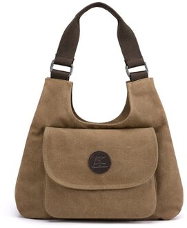 Vrouwen Handtas Canvas Vrouwen Schoudertassen Vrouwen Messenger Bags Dames Casual Tassen Clutch Purse Crossbody Purse koffie