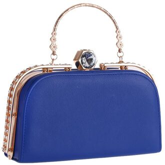 Vrouwen Handtassen Casual PU Avondtasje Dag Koppelingen vrouwen Portemonnee Portemonnee Bruiloft Zakken Kristal Vrouwelijke Clutch bolsas feminia blauw