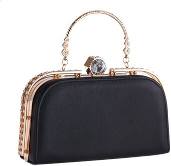 Vrouwen Handtassen Casual PU Avondtasje Dag Koppelingen vrouwen Portemonnee Portemonnee Bruiloft Zakken Kristal Vrouwelijke Clutch bolsas feminia zwart