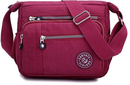 Vrouwen Handtassen Messenger Bag Waterdicht Doek Zak Goede Diagonaal Tas Schoudertas En Verzamelen Portemonnee rood wijn