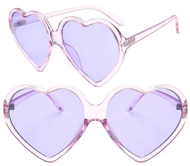 Vrouwen Hart Vorm Zomer Alle-Match Zonnebril Lens Bril Zonnebril Midden Frame Vintage Brillen Lens paars