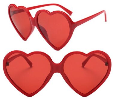 Vrouwen Hart Vorm Zomer Alle-Match Zonnebril Lens Bril Zonnebril Midden Frame Vintage Brillen Lens rood
