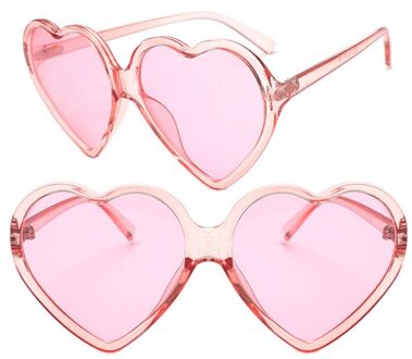 Vrouwen Hart Vorm Zomer Alle-Match Zonnebril Lens Bril Zonnebril Midden Frame Vintage Brillen Lens roze