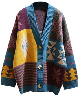 Vrouwen Herfst Gebreide Vest Vintage Losse Kleurrijke Truien Winter Warme Jas Punk Pull Femme