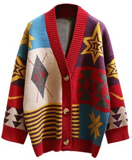 Vrouwen Herfst Gebreide Vest Vintage Losse Kleurrijke Truien Winter Warme Jas Punk Pull Femme