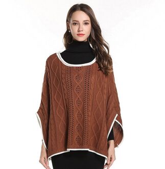 Vrouwen Herfst Wiinter Mantel Truien Losse Half Mouw Poncho Cape Gebreide Hollow Out Truien Vrouwelijke Elegante Effen Warme Jas kameel