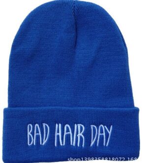 Vrouwen Hoed Winter Bad Hair Day Beanie Cap Mannen Hoed Beanie Gebreide Hiphop Winter Hoeden Voor Vrouwen Warm Caps masker blauw
