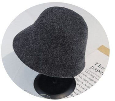 Vrouwen Hoed Zuivere Wol Warme Vrouwelijke Cap Saturn Borduurwerk Winter Emmer Hoed Voor Vrouwen Outdoor Zonnebrandcrème Zonnehoed Panama Lady cap Bucket Hat-grijs