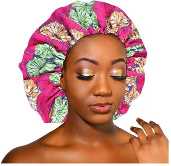 Vrouwen Hoeden Satijnen Gevoerd Motorkap Vrouwen Big Size Beauty Print Satijn Zijde Motorkap Slaap Hoed Hoofd Cover Bescherming haarbanden F1 HT